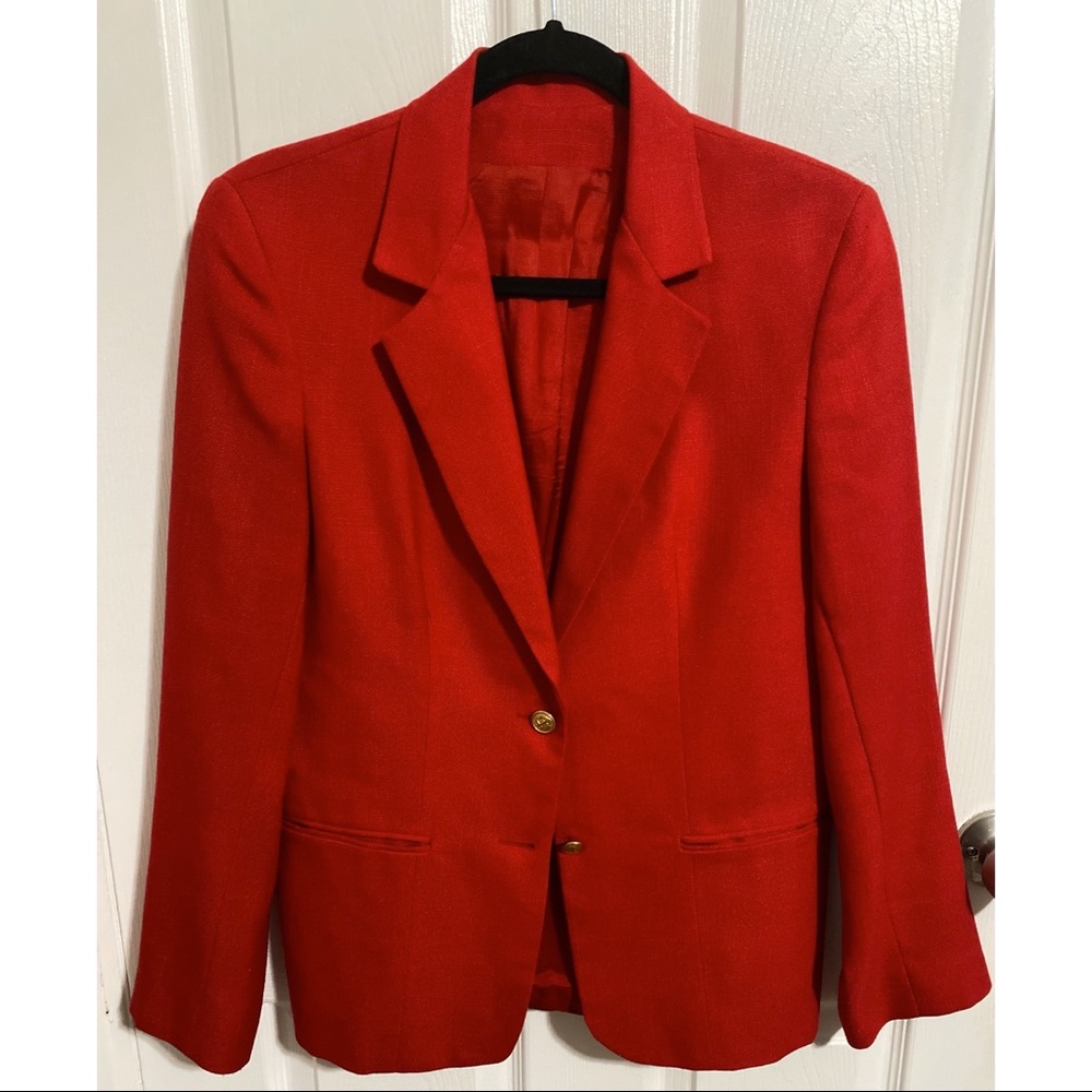 Stephen Douglas Ltd Vintage Gold Buttons Fierce Red Fully Lined Blazer